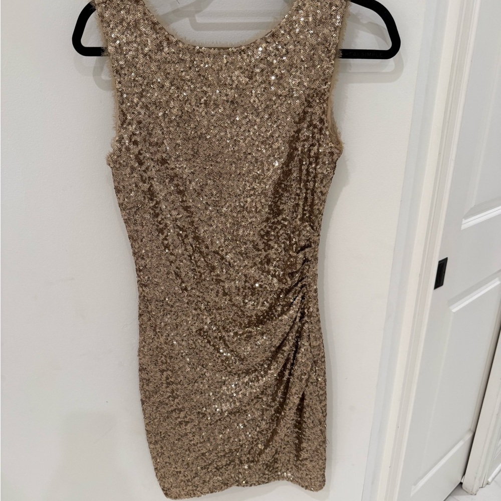 Ali Ro Gold Sequin Mini Dress